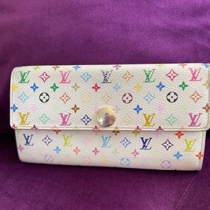 Louis Vuitton White Monogram Multicolore SARAH Wallet